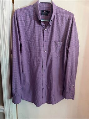 Vineyard Vines Men's Purple Micro-Check Button-Down Shirt